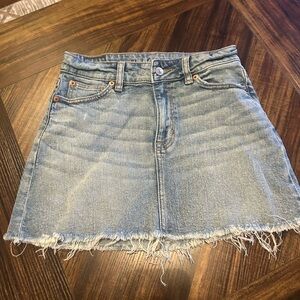 American Eagle Outfitters Light Blue Frayed Mini Skirt